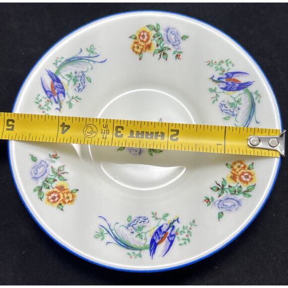 Lec Limoges France LeClair Bird & Floral Porcelain Cup & Saucers. Set Of 4 - Picture 10 of 10